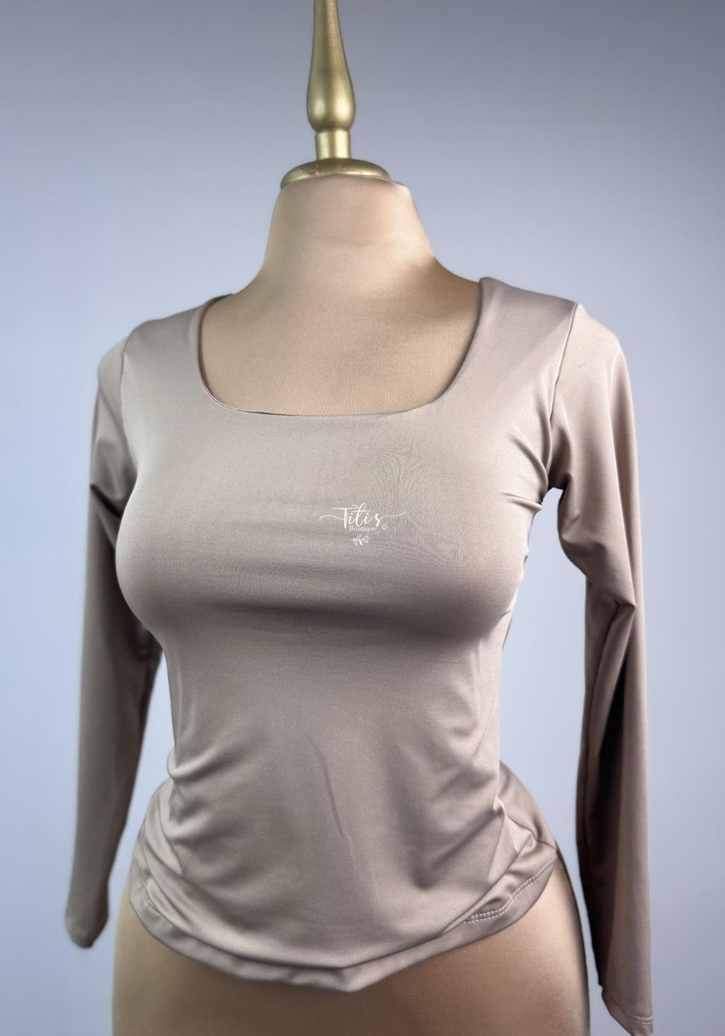 Blusa Manga Larga Beige