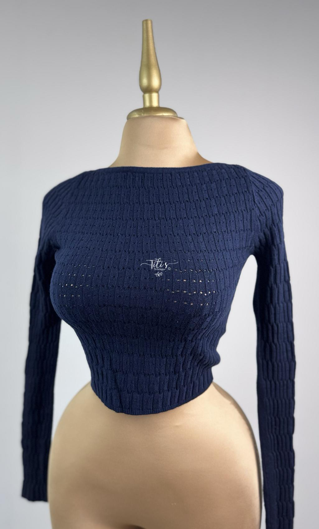 Suéter Corto Tejido Azul