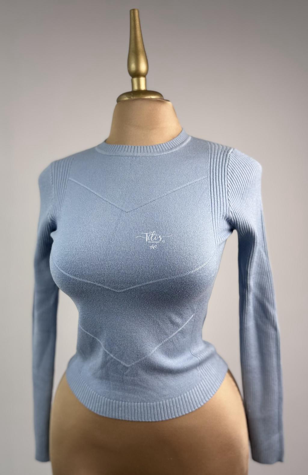 Suéter Corto Tejido Celeste