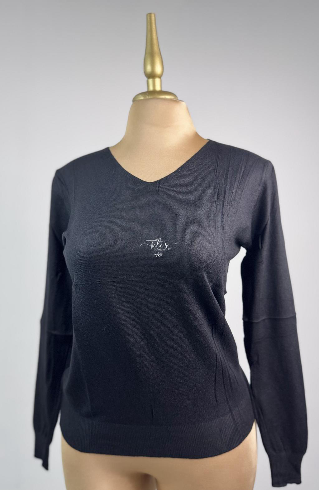 Blusa Tejido Manga Larga Negro