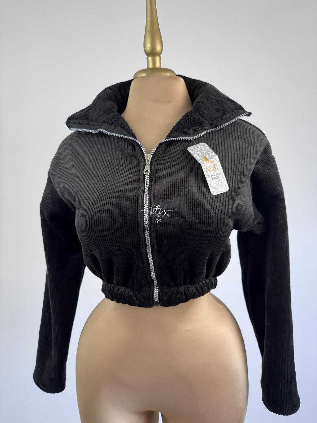 Chamarra Corta Pana Negro