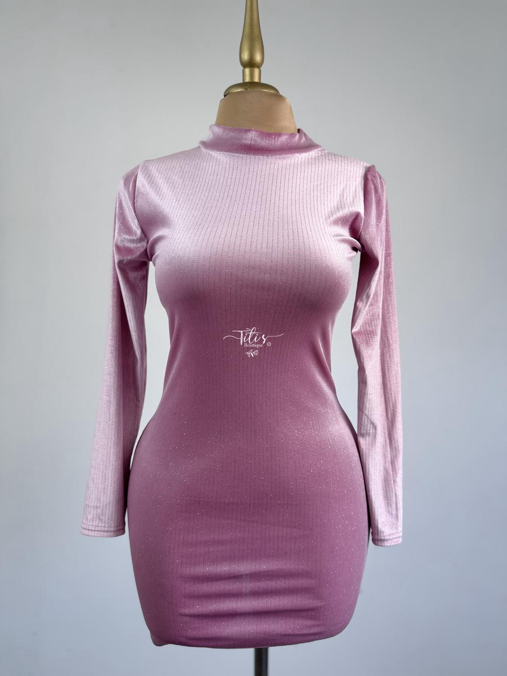 Vestido Pana Brillos Rosa