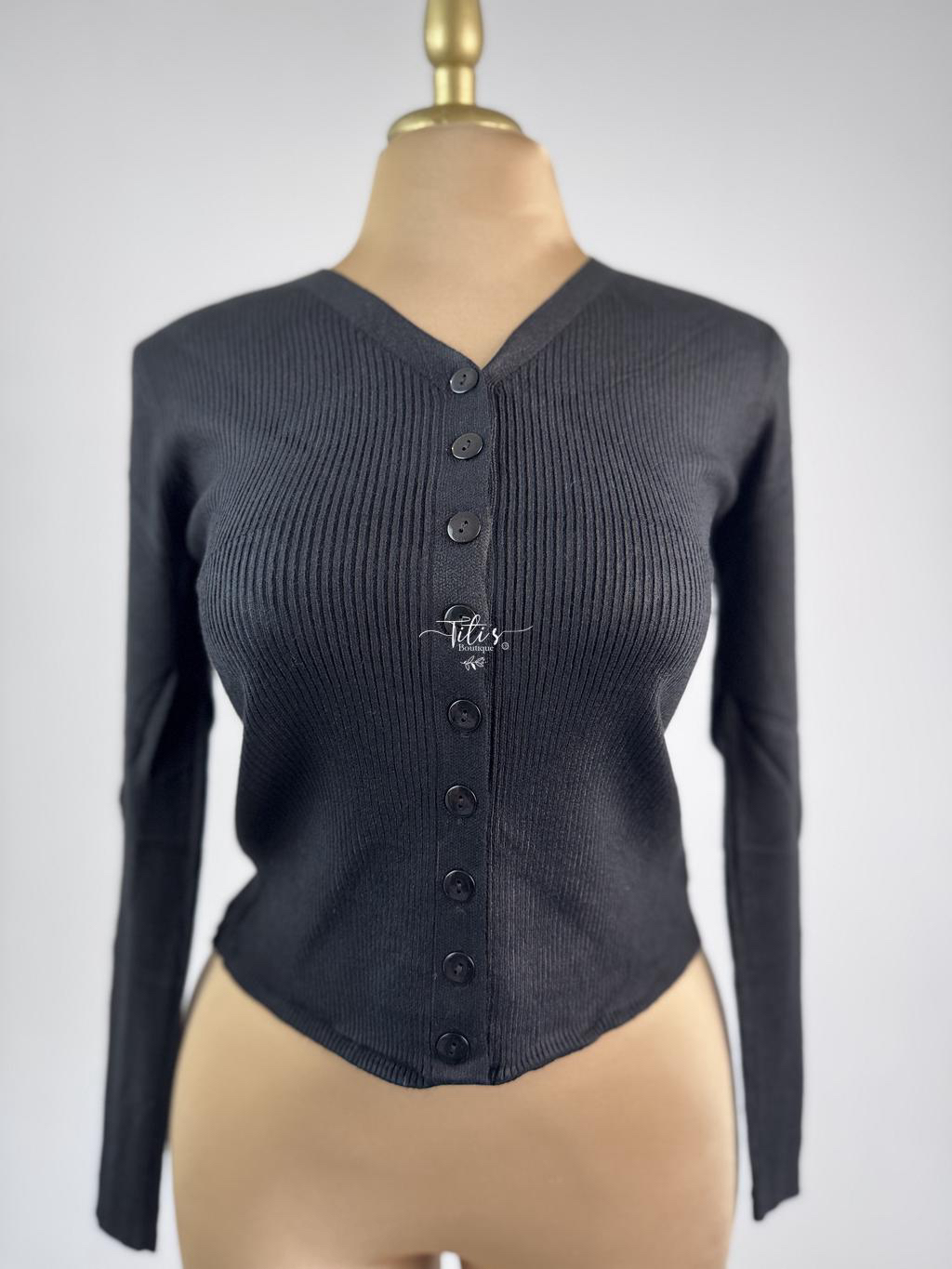 Suéter Botones Negro