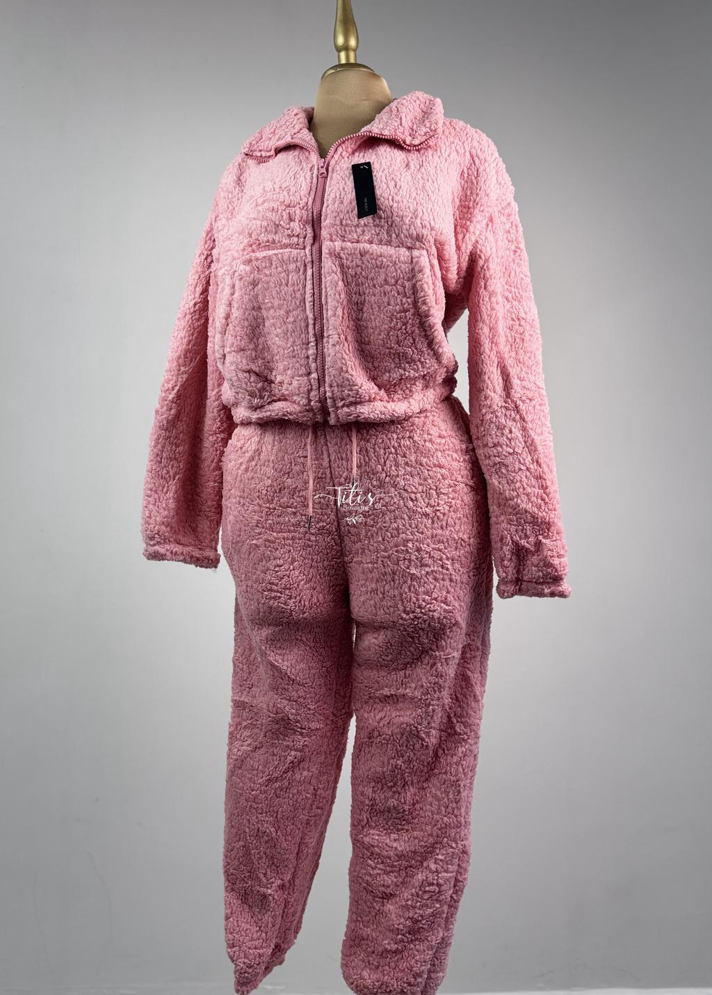 Conjunto Peluche Con Zipper Rosa