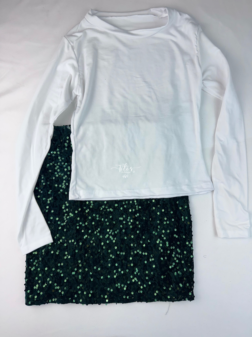 Conjunto Falda Lentejuela Verde