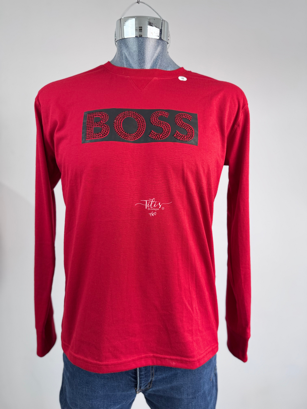 Playera Manga Larga BOSS Rojo