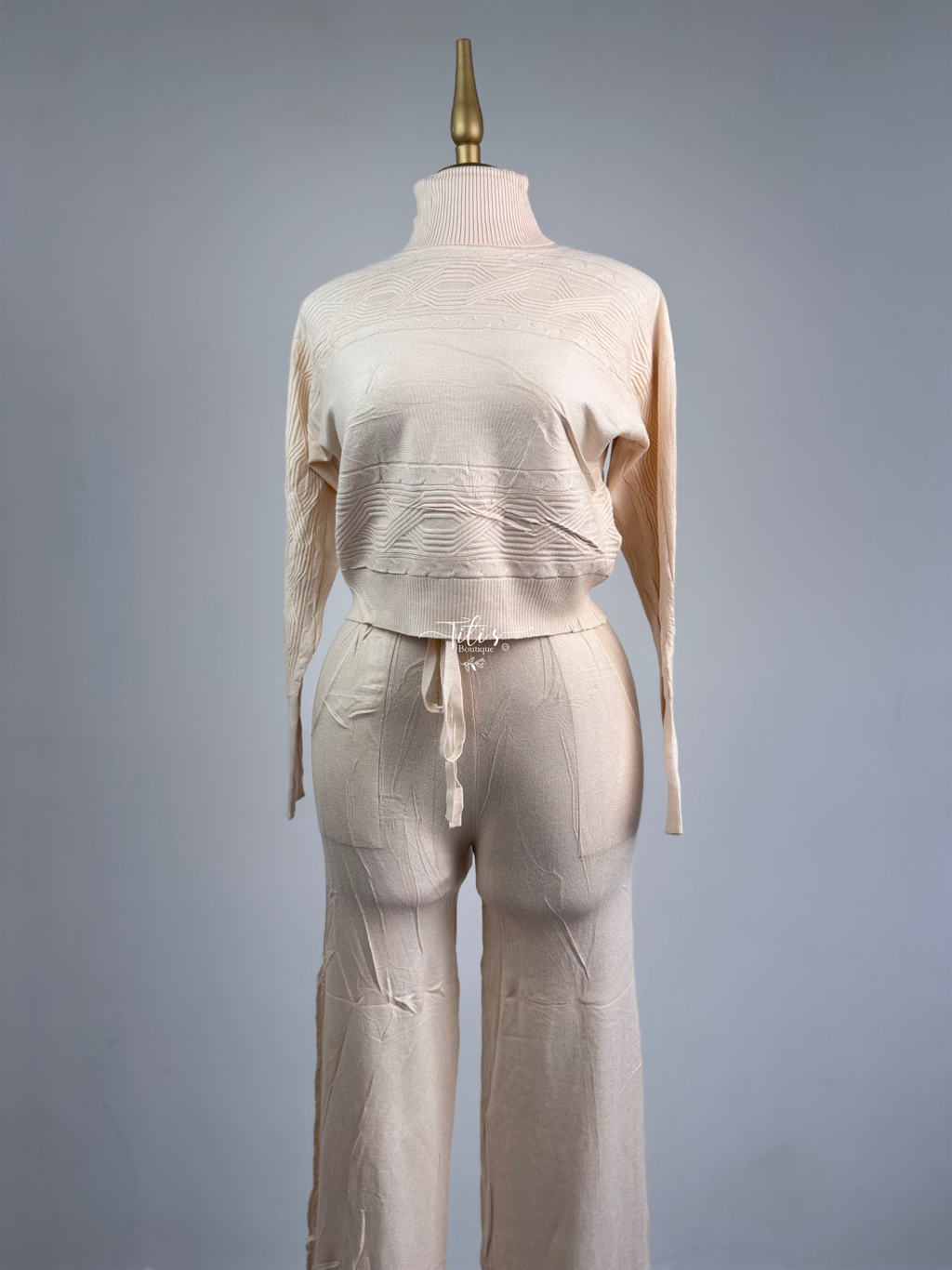 Conjunto Pantalón Tejido Beige
