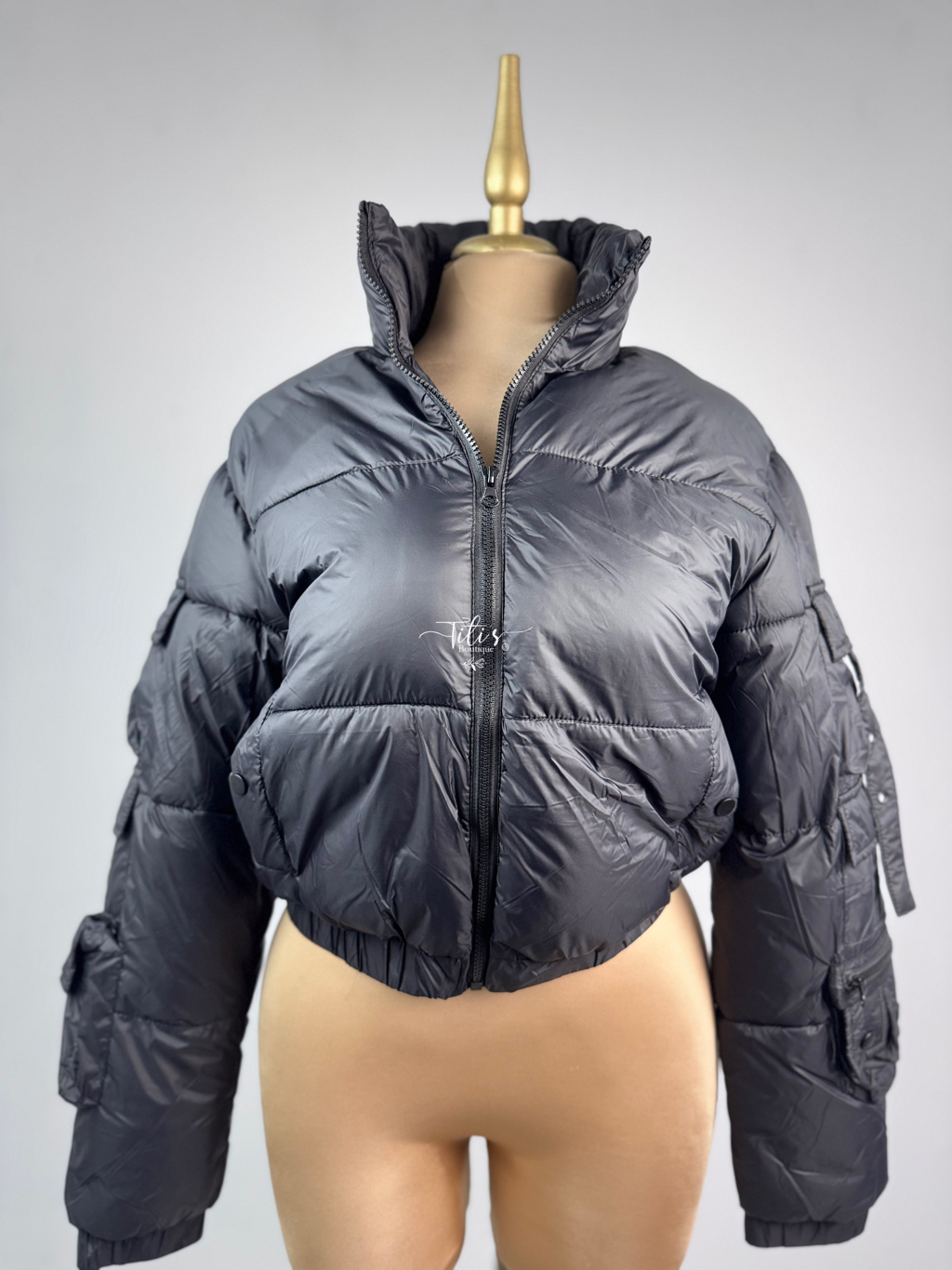 Chamarra Corta Cargo Negro