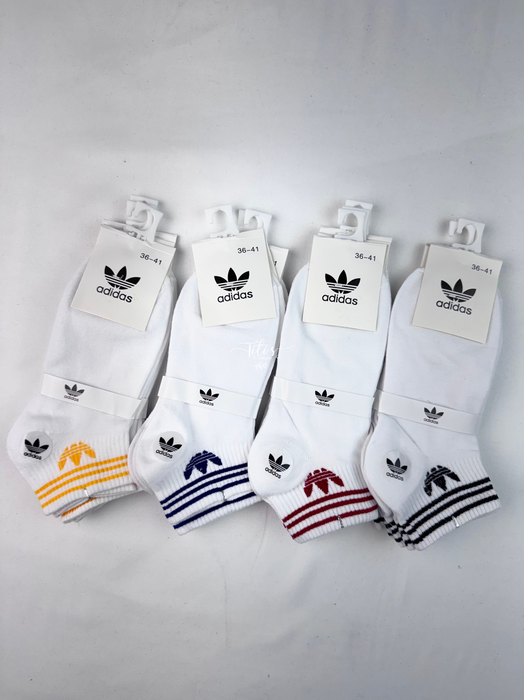 Calceta Corto Adidas Blanco con Amarillo