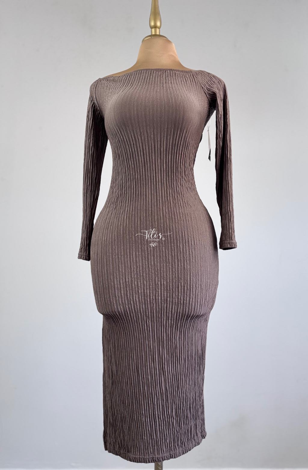 Vestido Sin Hombro Café 