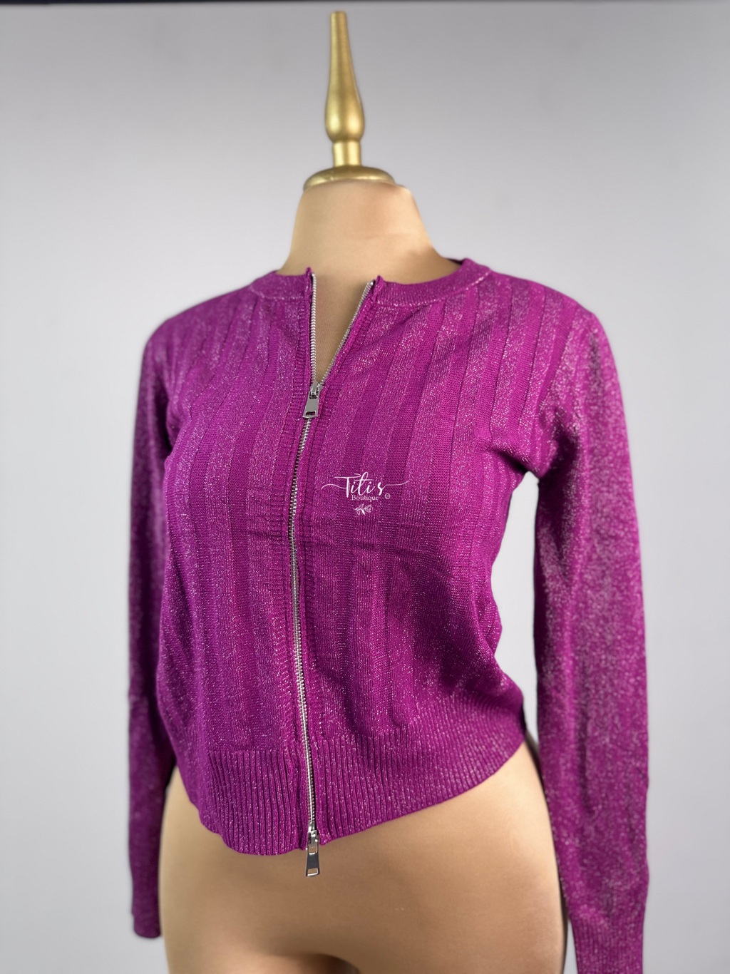 Suéter Zipper Brilloso Morado