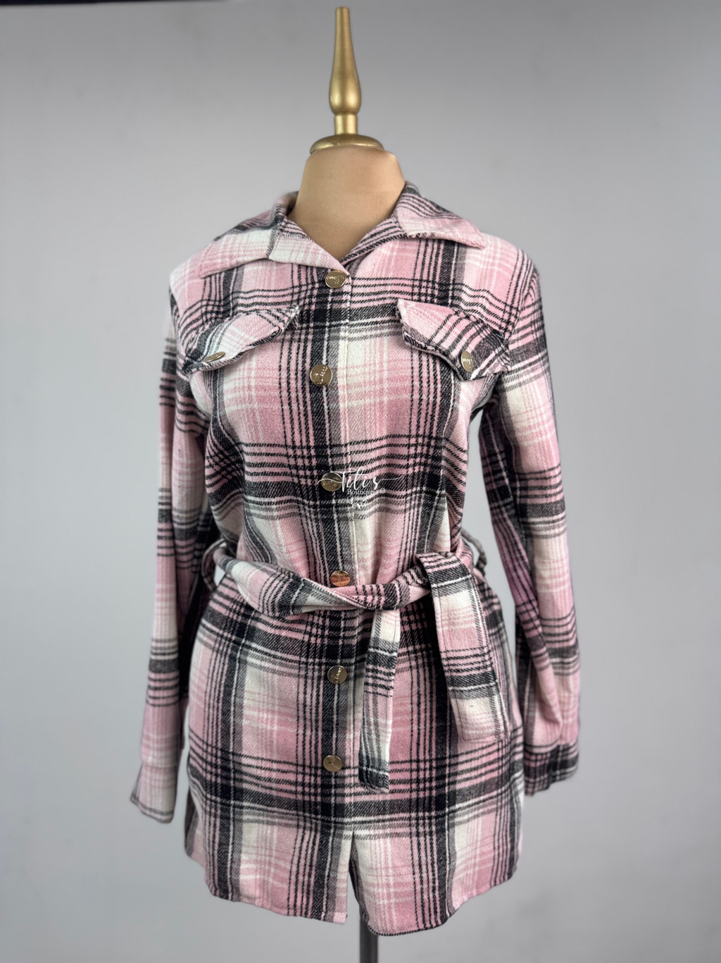 Vestido Franela Rosa Cuadros 