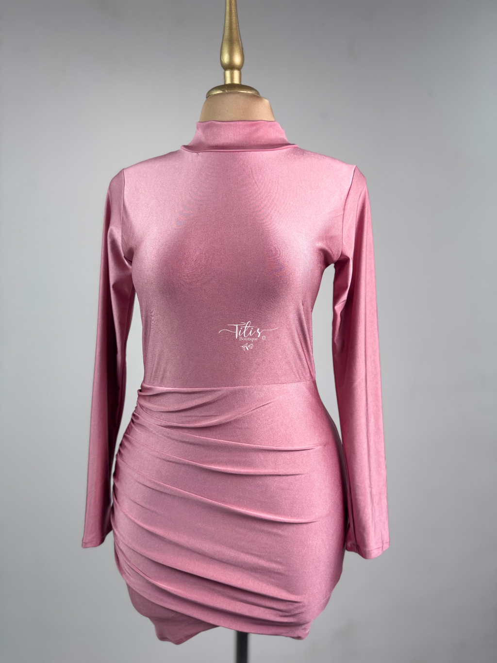 Vestido Manga Larga Rosa