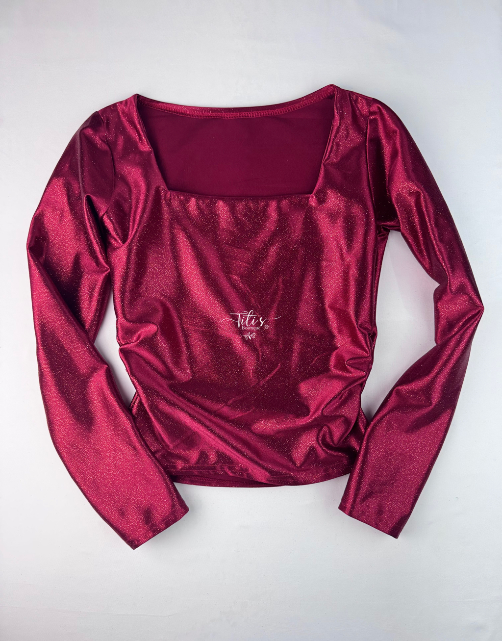 Blusa Brillos Manga Larga Rojo