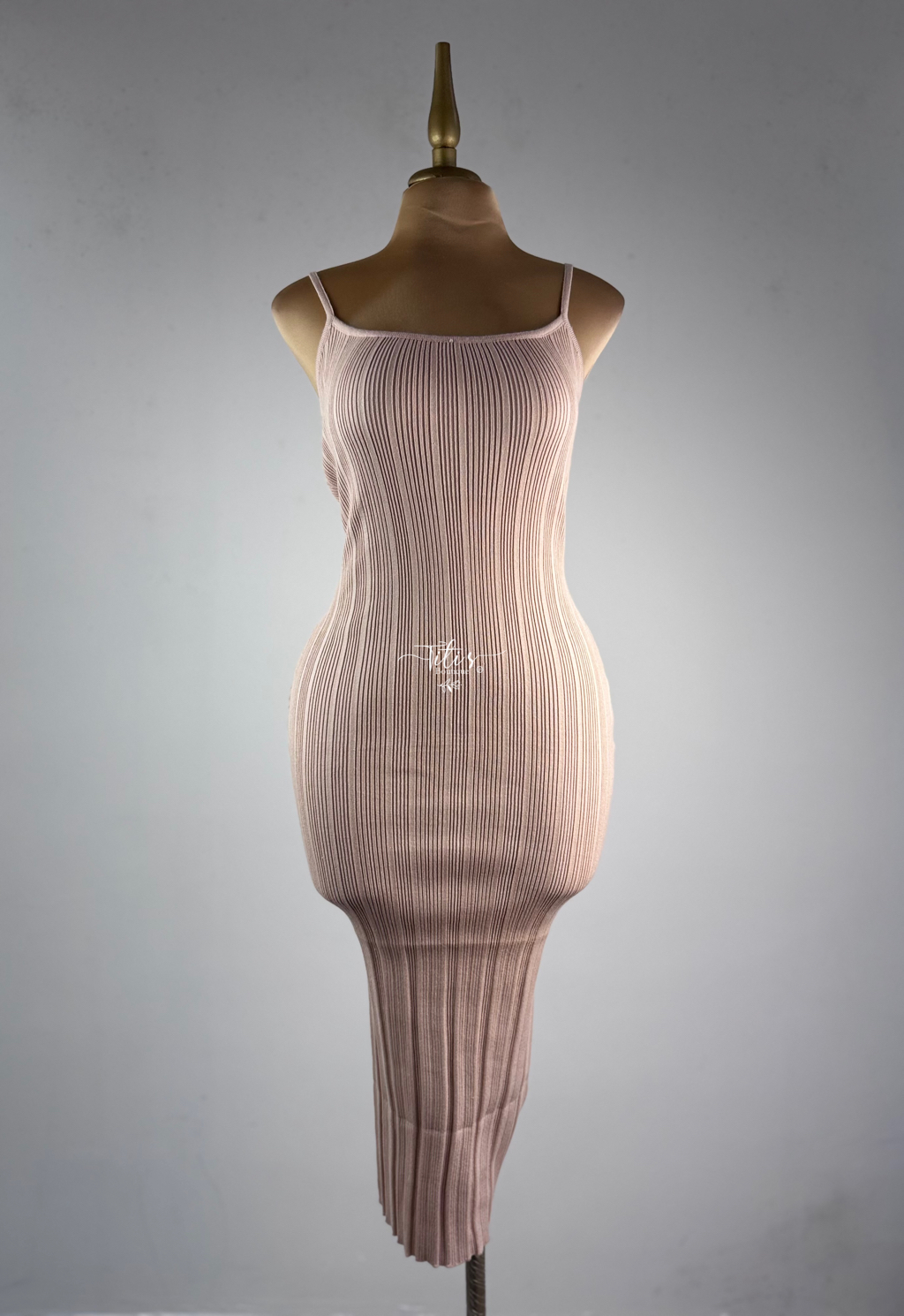 Vestido Stretch Rayas Beige