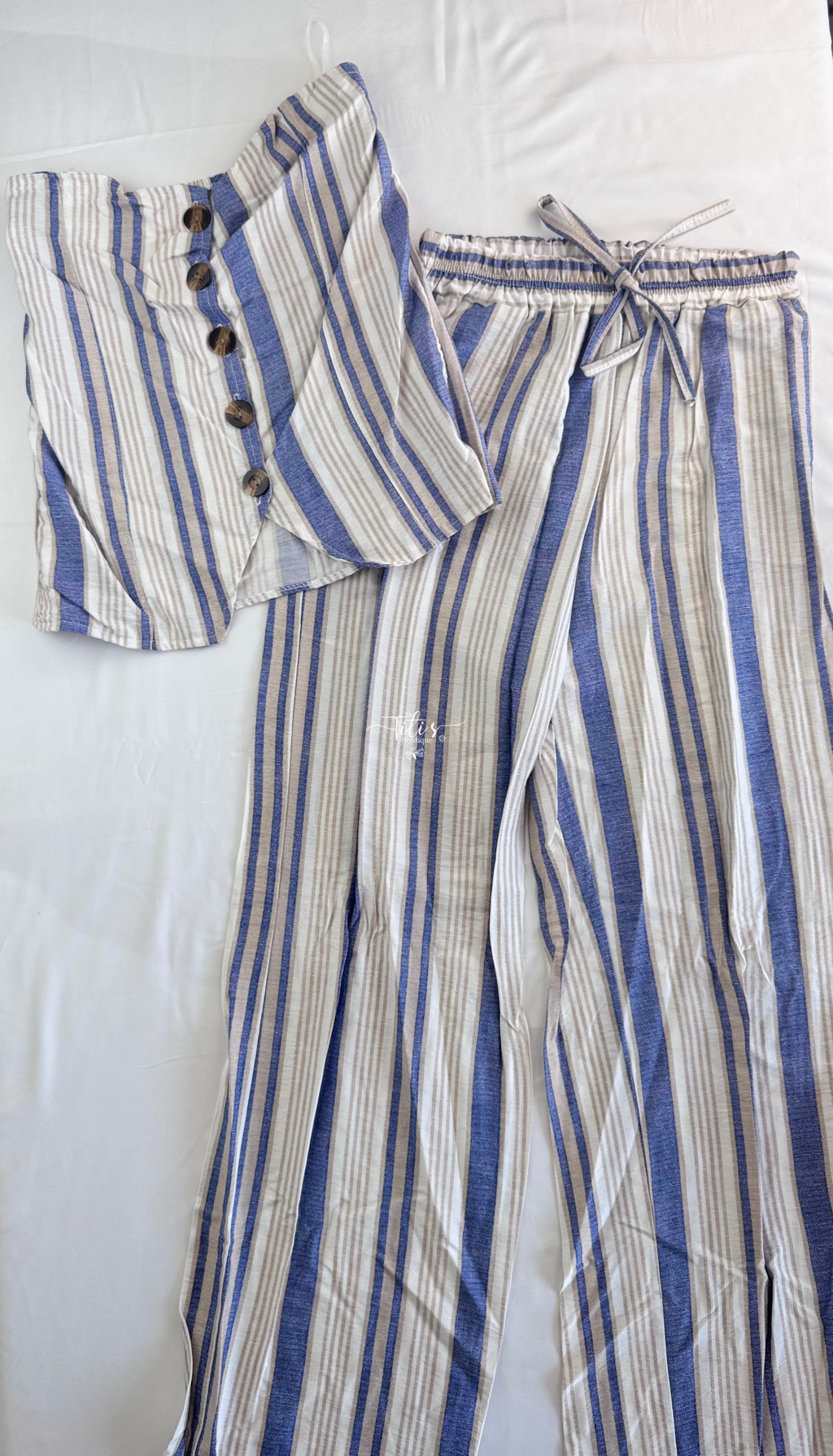 Conjunto Pantalón Y Strapless Rayas 