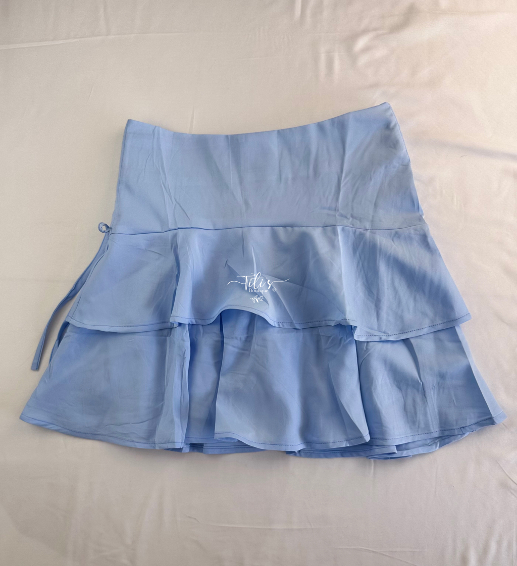 Falda Olanes Celeste 