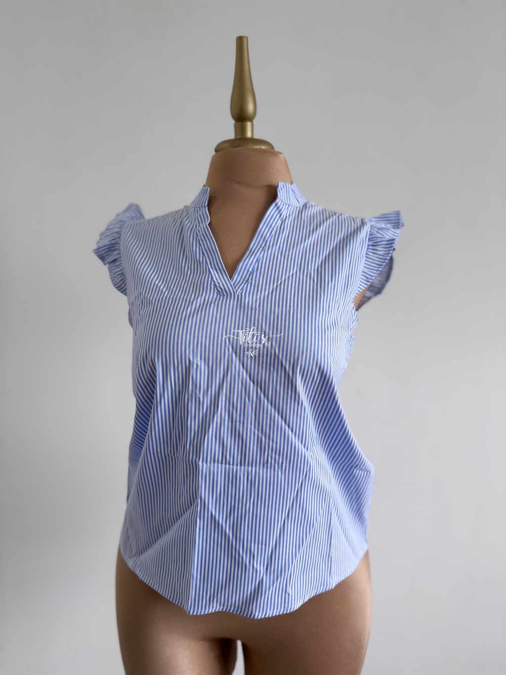 Blusa Vestir Rayas Celeste 