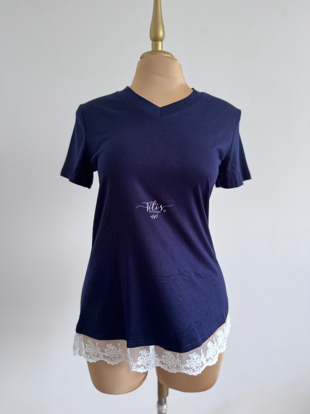 Blusa Con Encaje Azul