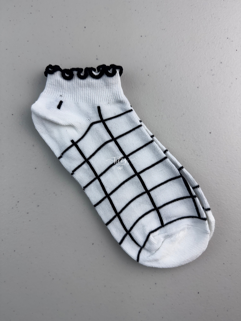 Calceta Rect Blanco Y Negro 