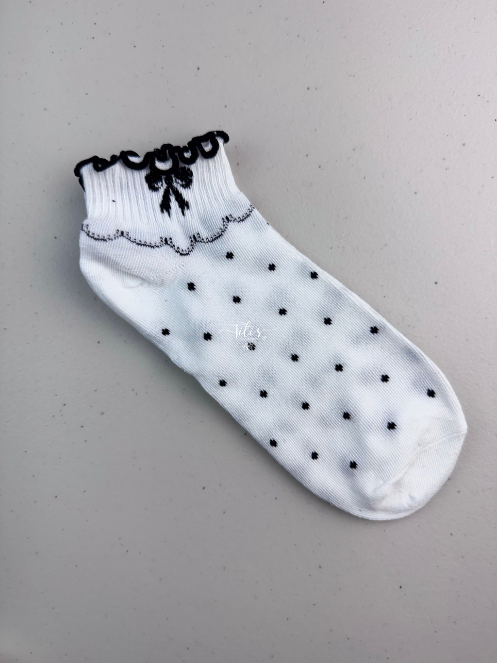 Calceta Puntos Blanco Y Negro 