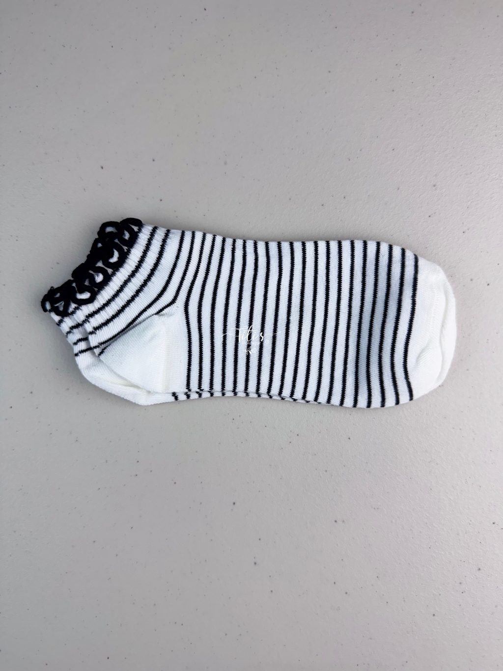 Calceta Rayas Blanco Y Negro 