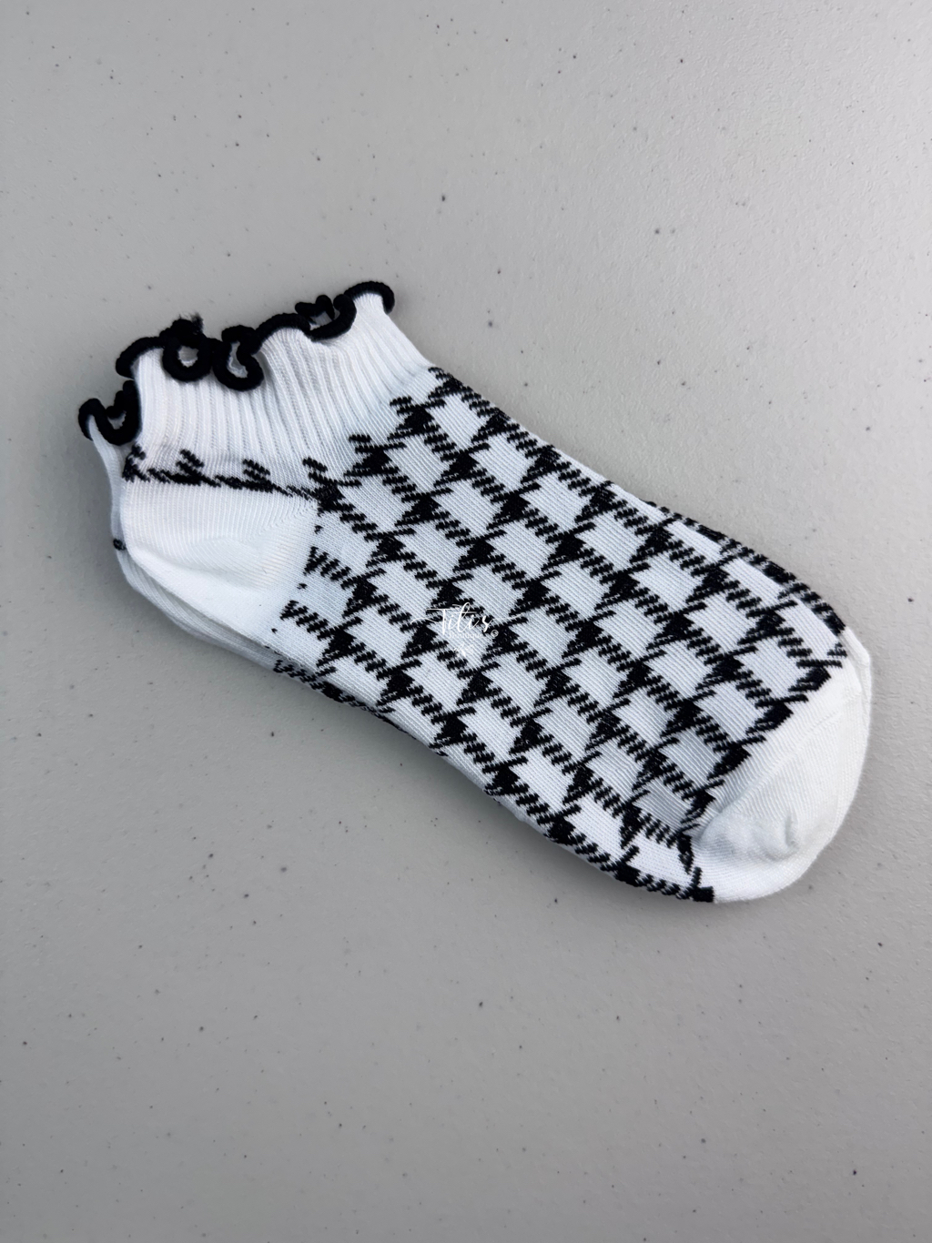 Calceta Cuadros Blanco Y Negro 