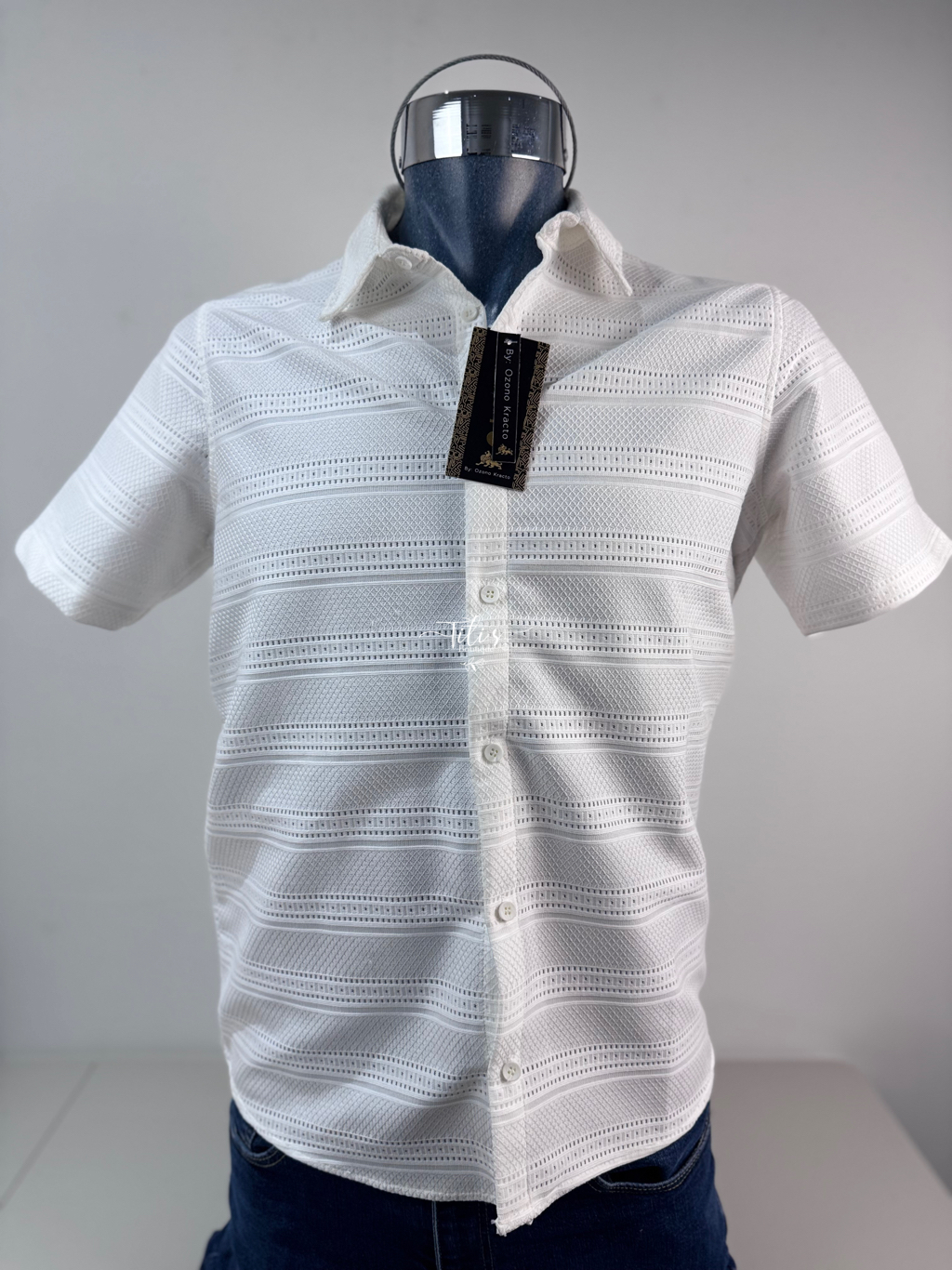 Camisa Manga Corta Tejido Blanco