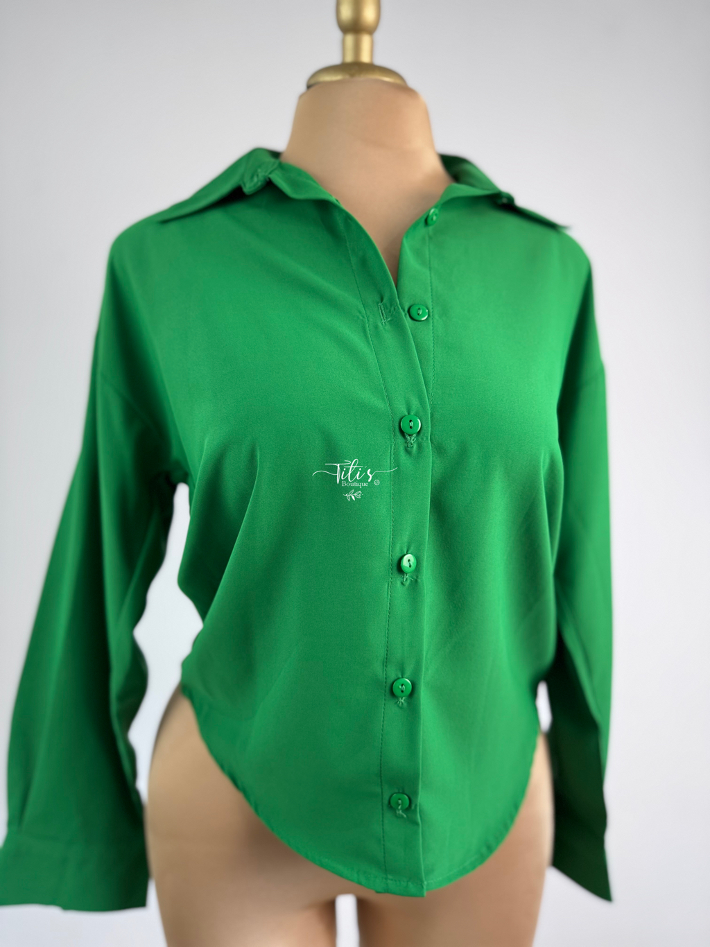 Blusa Manga Larga Botones Verde 