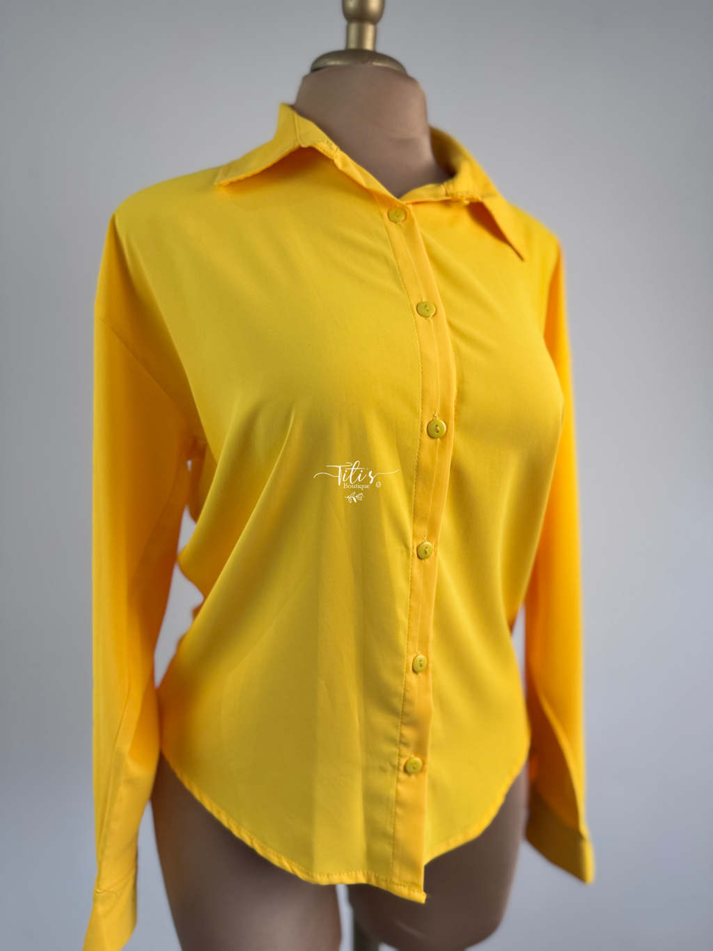 Blusa Manga Larga Botones Amarillo 