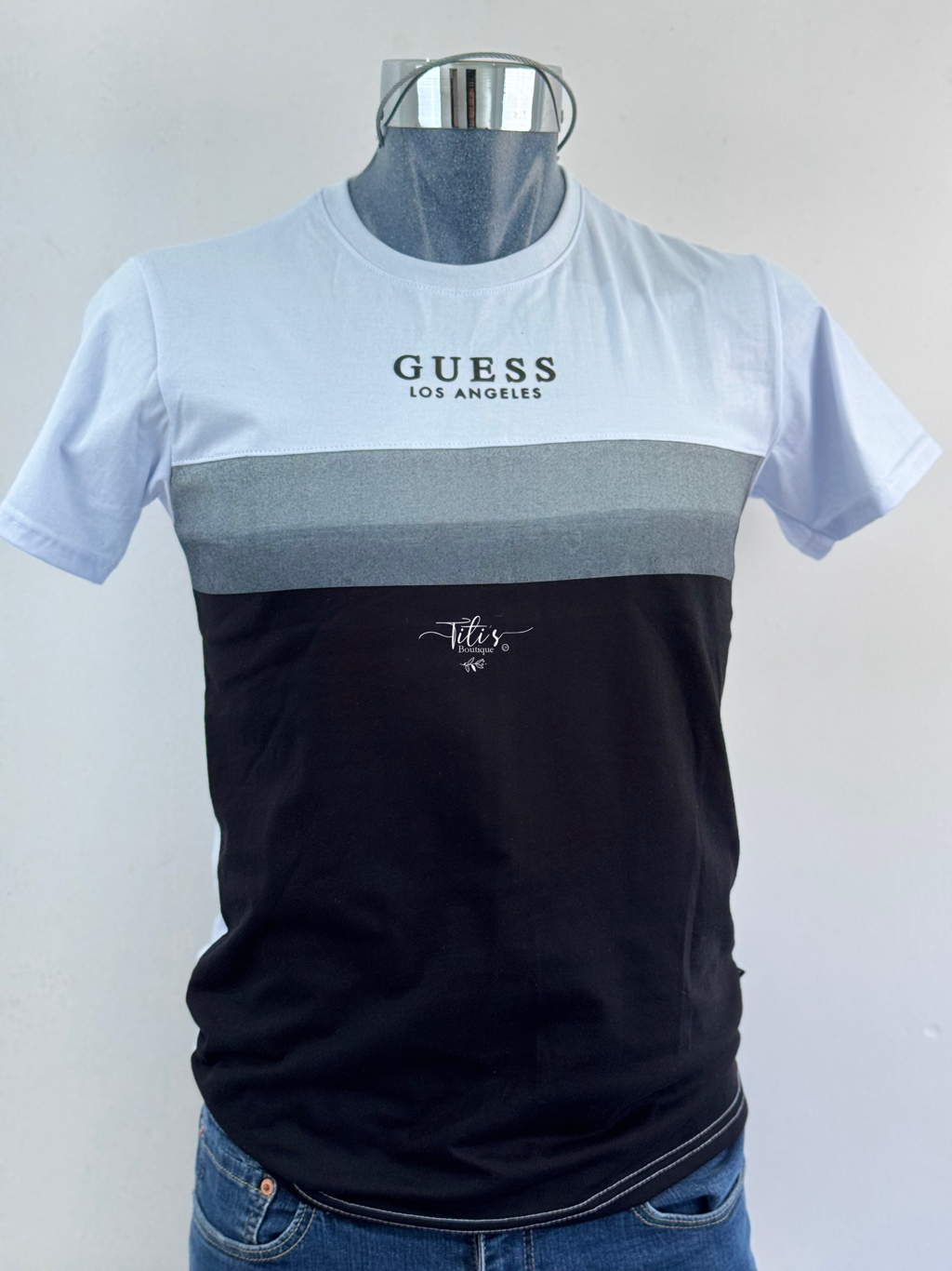 Playera Guess Blanco Con Negro 