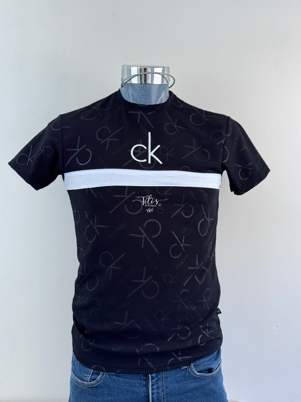 Playera CK Negro Con Blanco