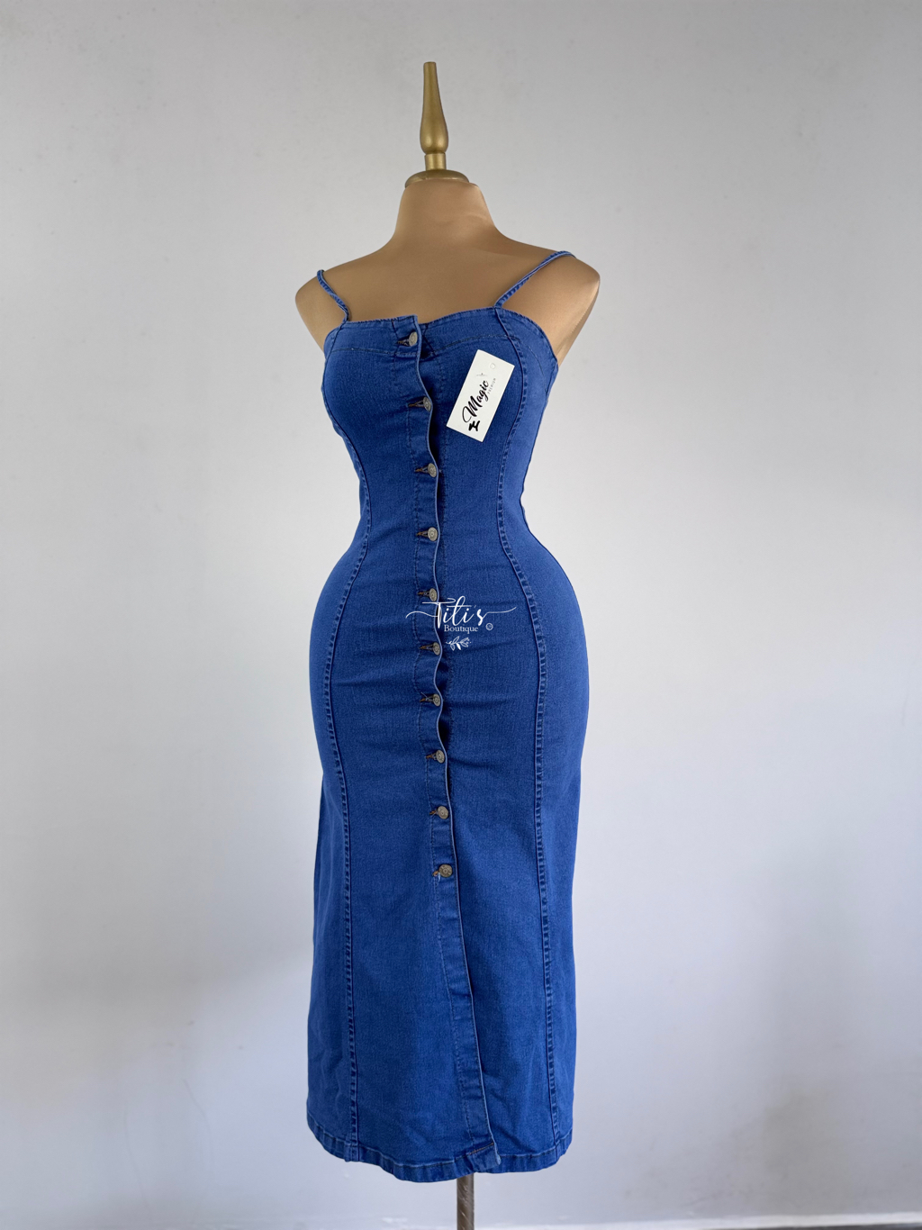 Vestido Mezclilla Tirantes Y Botones 