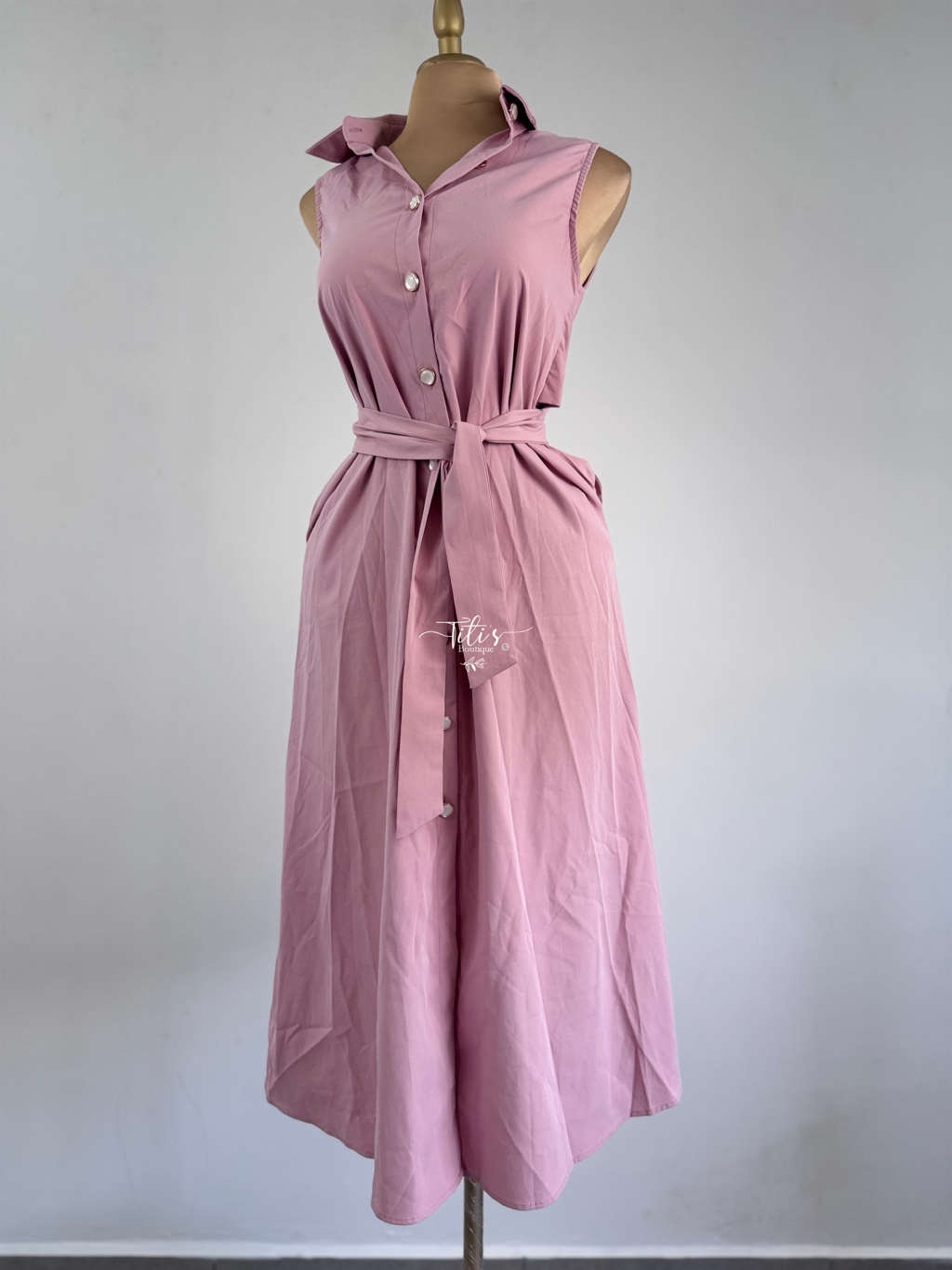 Vestido Botones Rosa
