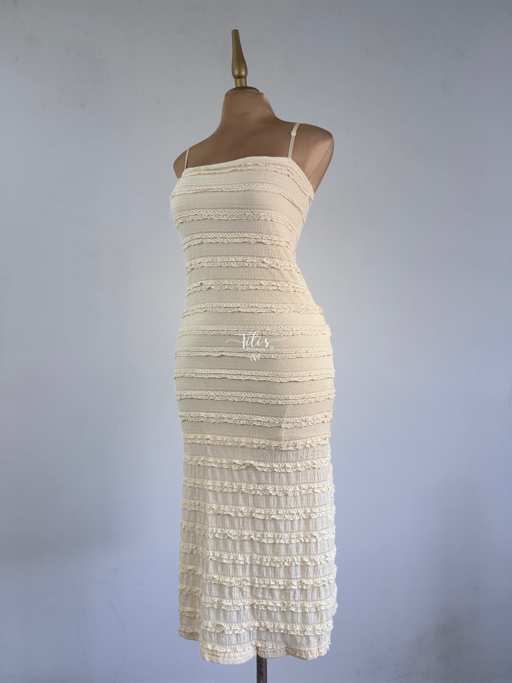 Vestido Encaje Raya Amarillo